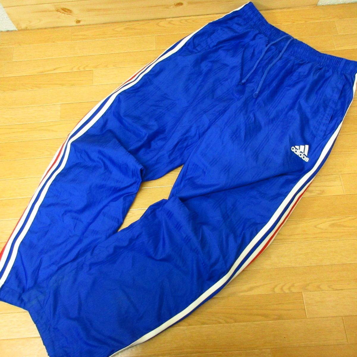 ◎希少 90s！adidas アディダス Lサイズ 上下セット◆厚手 裏起毛 ウィンドブレーカー ジャケット&パンツ◆メンズ 白x赤◆B3394_画像6