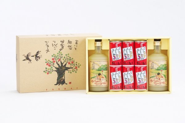  Aomori префектура производство яблоко. ..100% яблоко сок бутылка . жестяная банка. ...1 коробка [720ml бутылка 2 шт *195g жестяная банка 6шт.@]