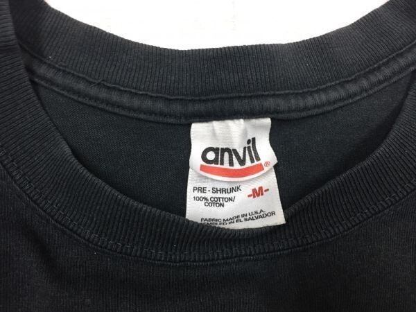 USA製 anvil アンビル アメカジ 西海岸 STAFF ONLY ファイヤーパターン バックプリント 半袖Tシャツ カットソー メンズ M 黒_画像2