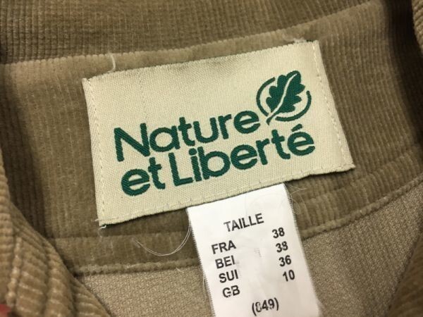 Nature et Libert レトロ アメカジ トラッド ワーク 細畝コーデュロイ シャツジャケット レディース コットン96% ライクラ4% 38 ベージュ_画像2