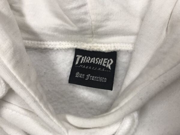 スラッシャー THRASHER スケート ストリート ロゴプリント プルオーバー スウェット パーカー メンズ 大きいサイズ XL 白_画像2