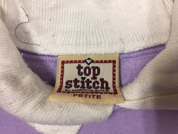 top stitch by MORNING SUN ファンシー 90s オールド レトロ古着 可愛い お花 刺繍 襟付き スウェット トレーナー レディース M 紫_画像2