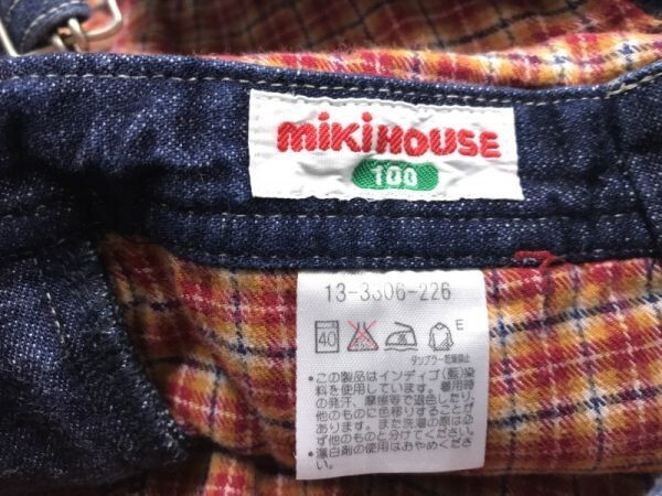  Miki House MIKI HOUSE Kids child clothes badge Denim overall overall jeans pants bottoms Kids made in Japan cotton 100% 100 blue 