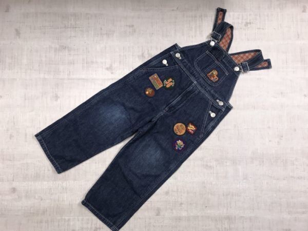 Miki House MIKI HOUSE Kids child clothes badge Denim overall overall jeans pants bottoms Kids made in Japan cotton 100% 100 blue 