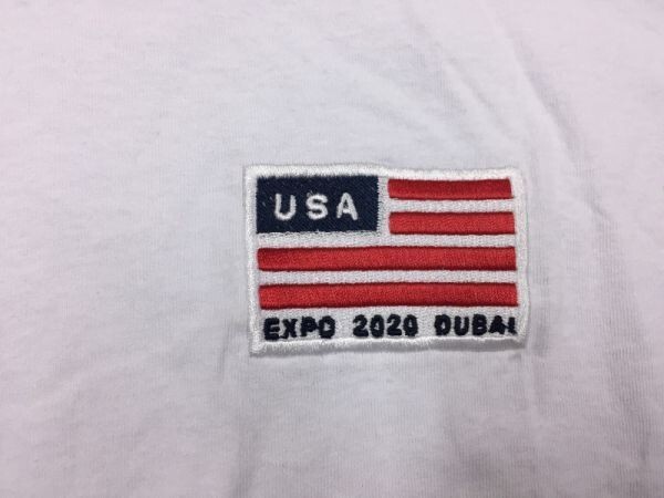 USA製 BAYSIDE製 EXPO 2020 DUBAI ドバイ国際博覧会 半袖Tシャツ カットソー メンズ 刺繍 S 白_画像2
