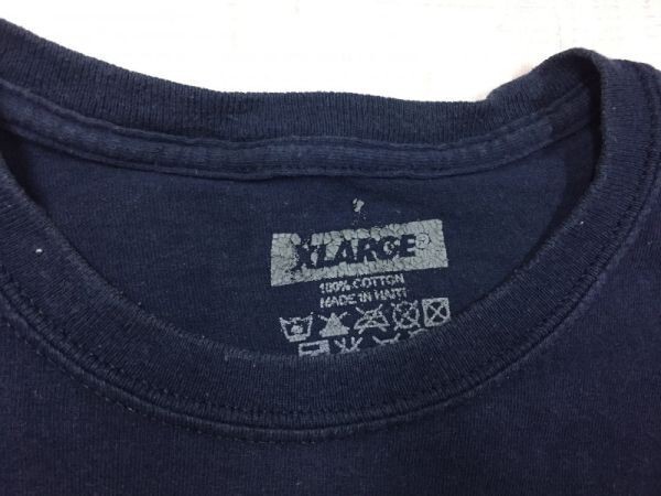 エクストララージ XLARGE ストリート かすれプリント ヒップホップ 半袖Tシャツ カットソー メンズ 紺_画像2
