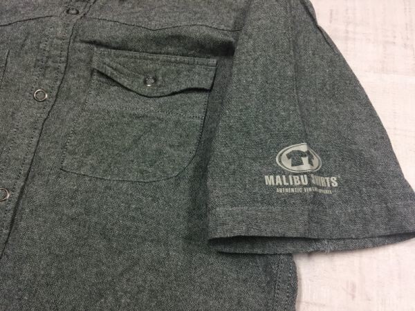 MALIBU SHIRTS マリブシャツ ハワイ アメカジ ブラック・シャンブレー半袖ウエスタンシャツ メンズ M 黒の画像3