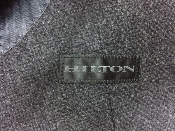 ヒルトン HILTON オールド レトロ 古着 ツイード テーラードジャケット メンズ カシミヤ混 2つボタン フォーマル グレー_画像2