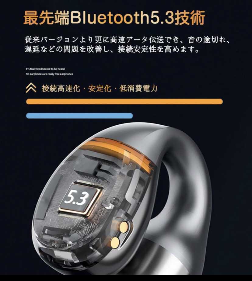 【送料無料 2023年 最新設計】おしゃれな 骨伝導 イヤホン イヤフォン イヤーカフ　Bluetooth iPhone Android 対応 防水 白 ホワイト_画像3