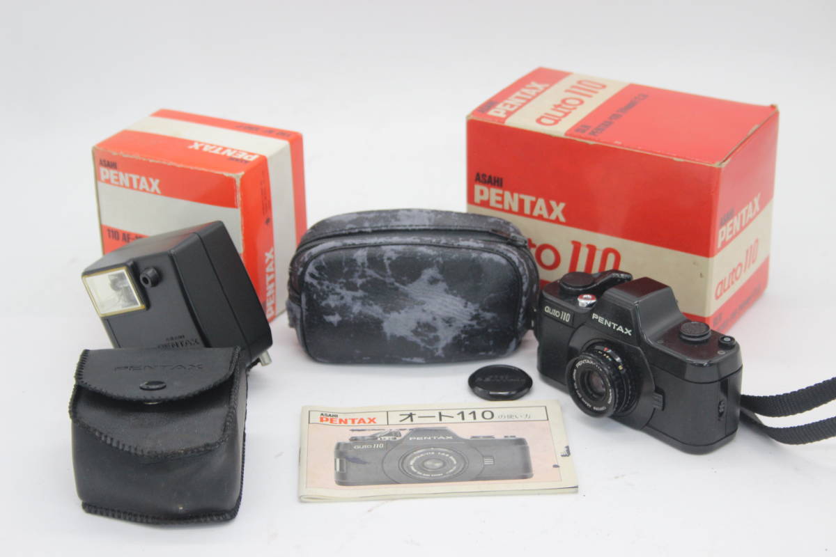 【返品保証】 【元箱付き】ペンタックス Pentax auto110 Pentax-110 24mm F2.8 AF130p フラッシュ付き ボディレンズセット s7094