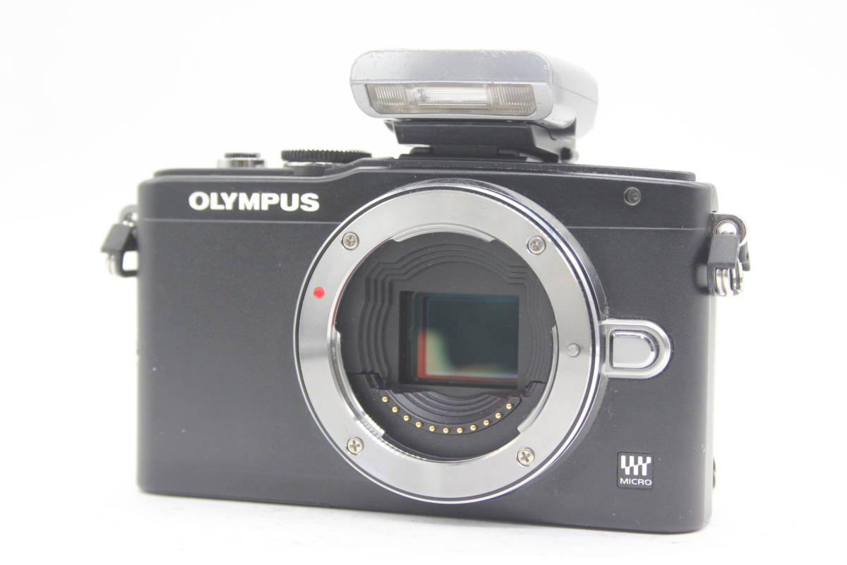 【返品保証】 オリンパス Olympus PEN Lite E-PL5 ブラック フラッシュ付き ミラーレス一眼 ボディ s4471_画像1