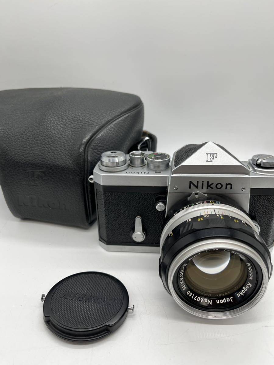 フィルムカメラ+レンズ＋カバーセット Nikon ニコン F NIKKOR-S Auto 1:1.4 f=50mm f=50mm 動作未確認_画像1