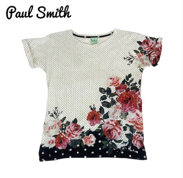 中古 ポールスミス PaulSmith 半袖 Tシャツ ドット柄 バラ柄 レディース Mサイズ_画像1