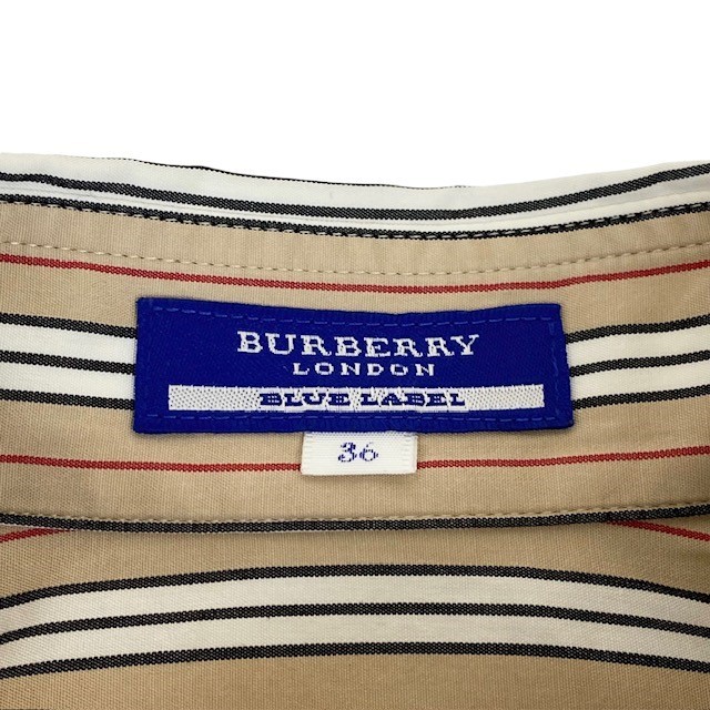 中古 バーバリーブルーレーベル BURBERRY BLUELABEL 半袖 シャツブラウス ストライプ柄 サイズ36 レディース 30代 40代 50代_画像8