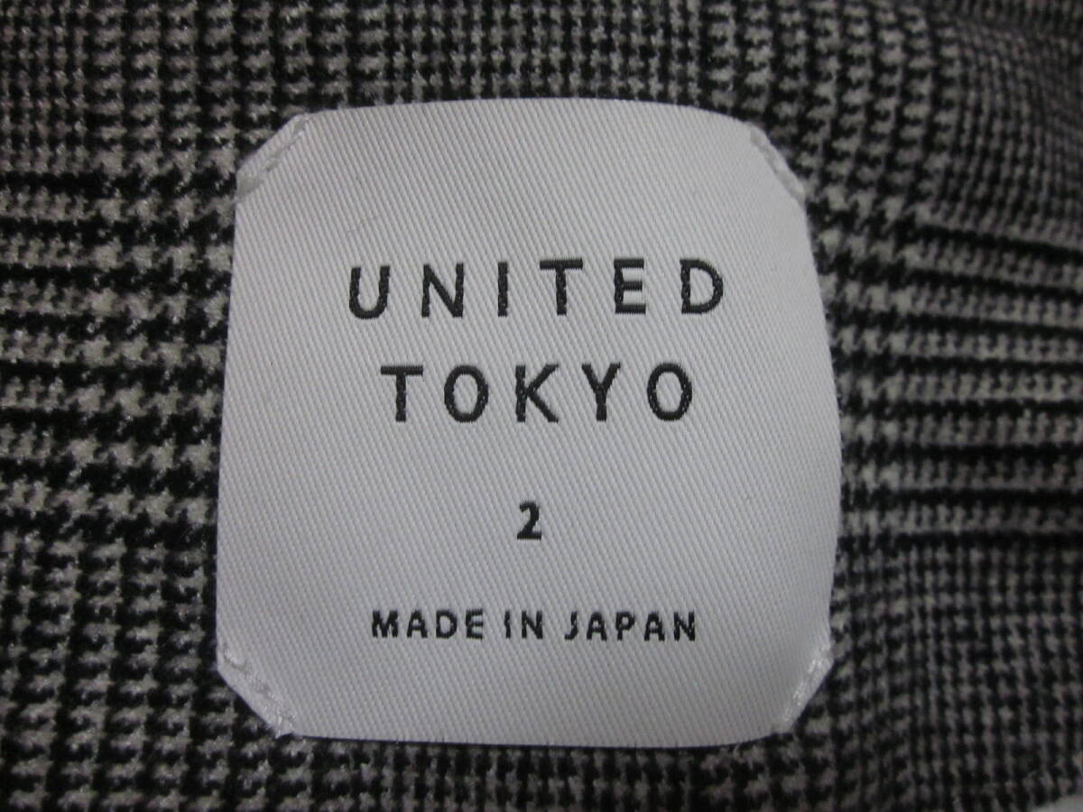 ☆☆☆【5/13・大幅値下げ】UNITED TOKYO ユナイテッド東京：グレンチェック柄アンコンウールジャケット：MADE IN JAPAN：サイ2：送料無料_メーカータグ＆サイズ表示