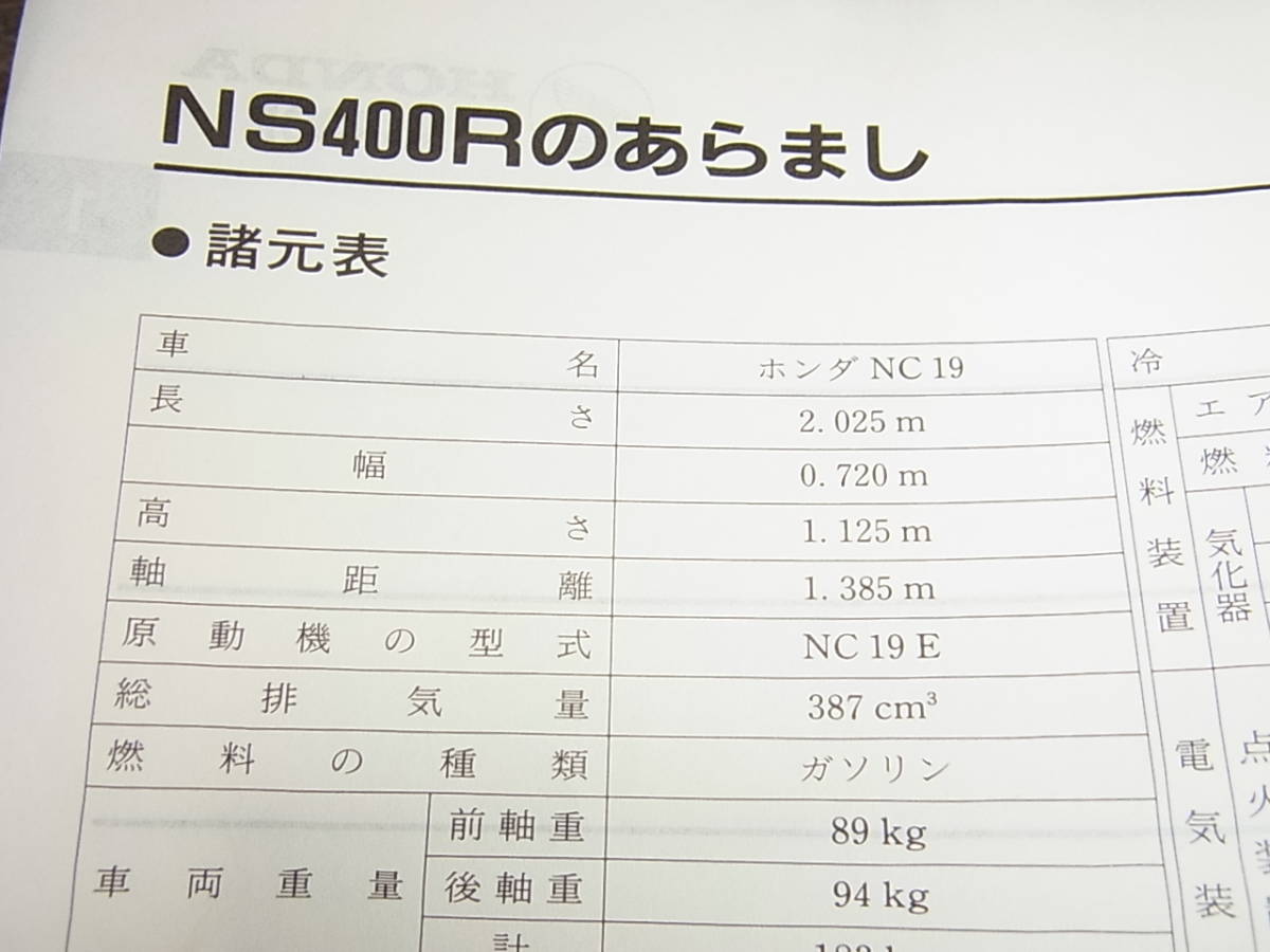 F★ ホンダ NS400R NC19 サービスマニュアルの画像4