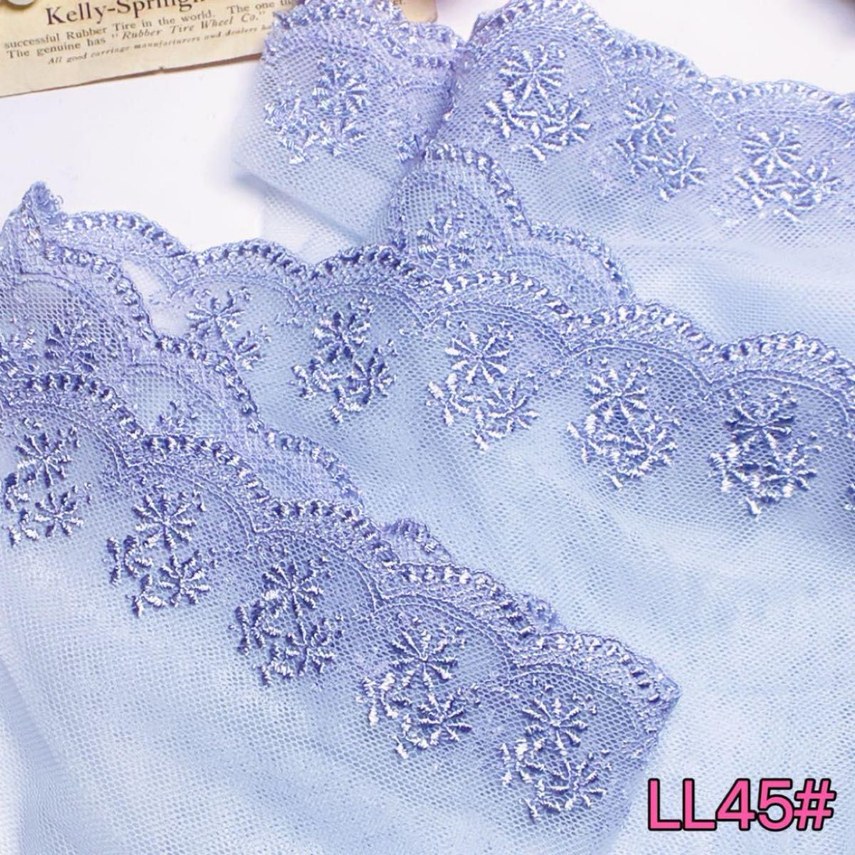 ★1点物★LL45# シンプル　光沢感　小花　刺繍　チュールレース　人形　ペット