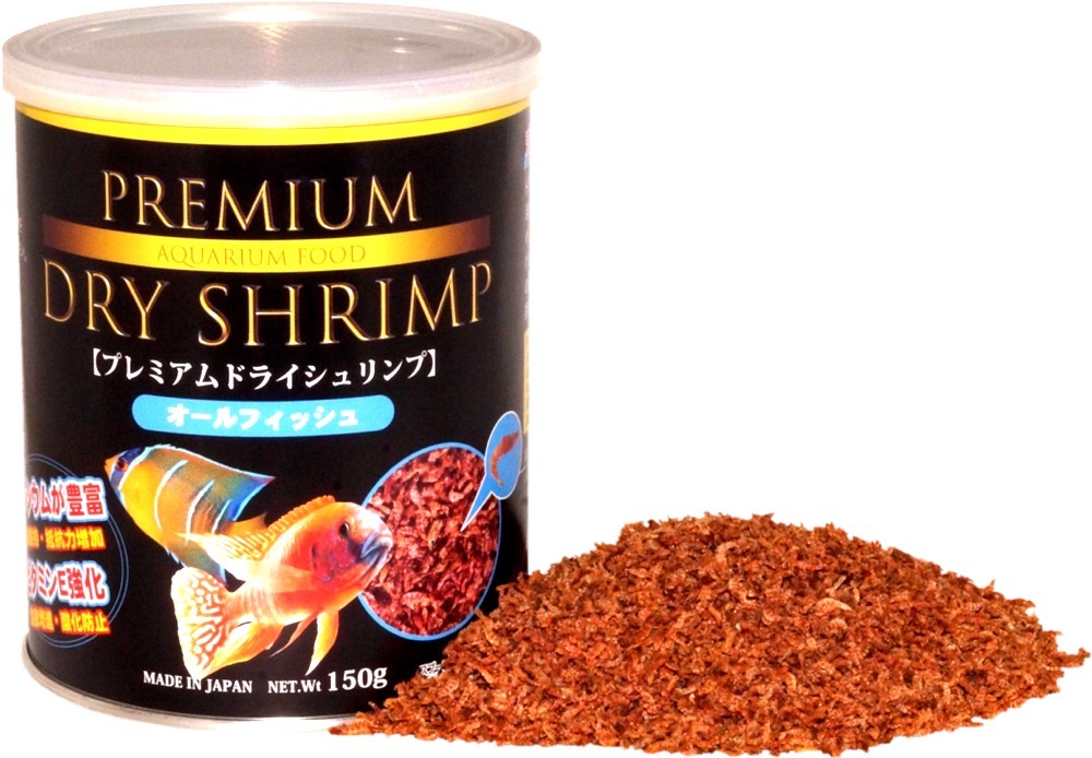 (有)ＪＵＮ　150ｇ缶入　プレミアム　ドライ　シュリンプ　オールフィシュ?。扼茎互氓取『Ｋ~　熱帯魚　淡水魚　金魚　エサ　カメ　新缶