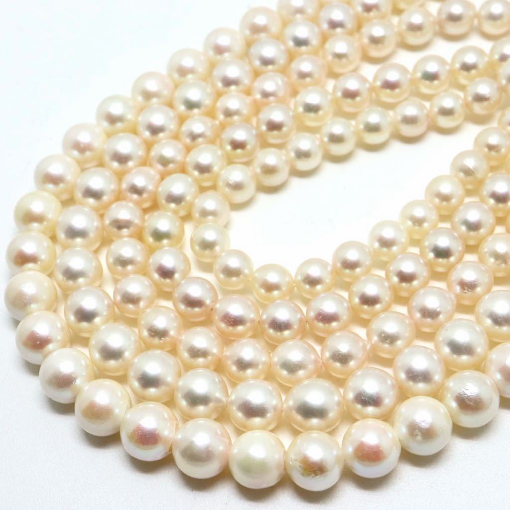 大珠!!K14入り!!《アコヤ本真珠5本ネックレスまとめ》F 約6.5-9.0mm珠 約176.9g pearl necklace jewelry EB0_画像1