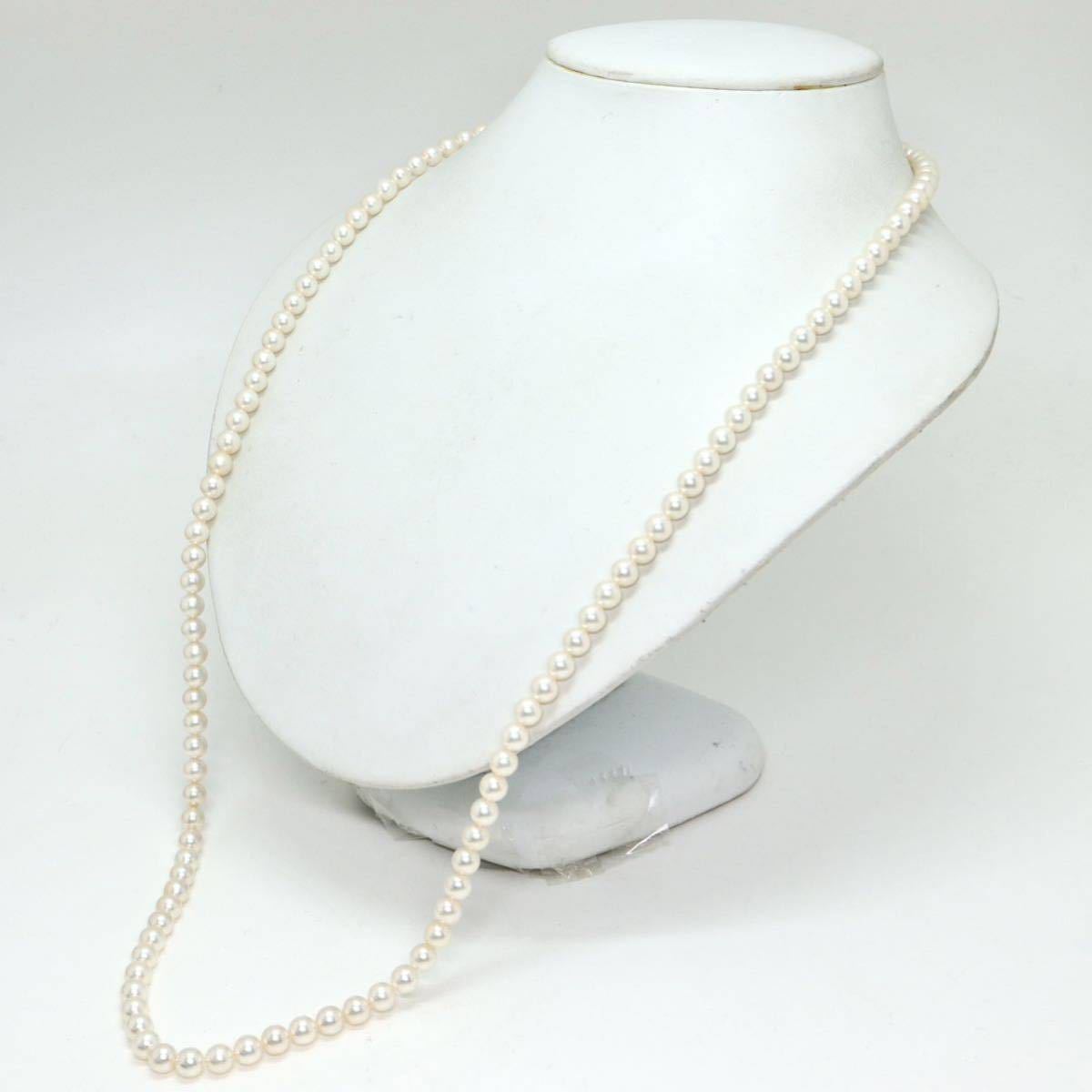 MIKIMOTO(ミキモト)箱付き!!《アコヤ本真珠ロングネックレス》F 約6.0-6.5mm珠 約46.0g 約78.5cm pearl necklace jewelry EB0/EG0の画像3