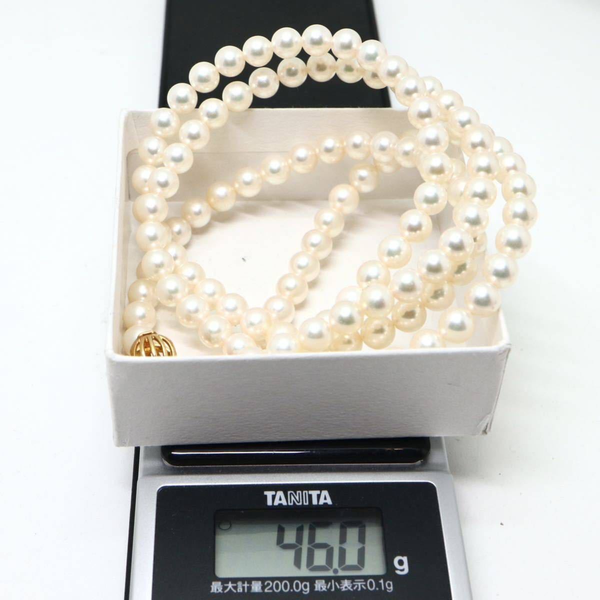 MIKIMOTO(ミキモト)箱付き!!《アコヤ本真珠ロングネックレス》F 約6.0-6.5mm珠 約46.0g 約78.5cm pearl necklace jewelry EB0/EG0の画像8