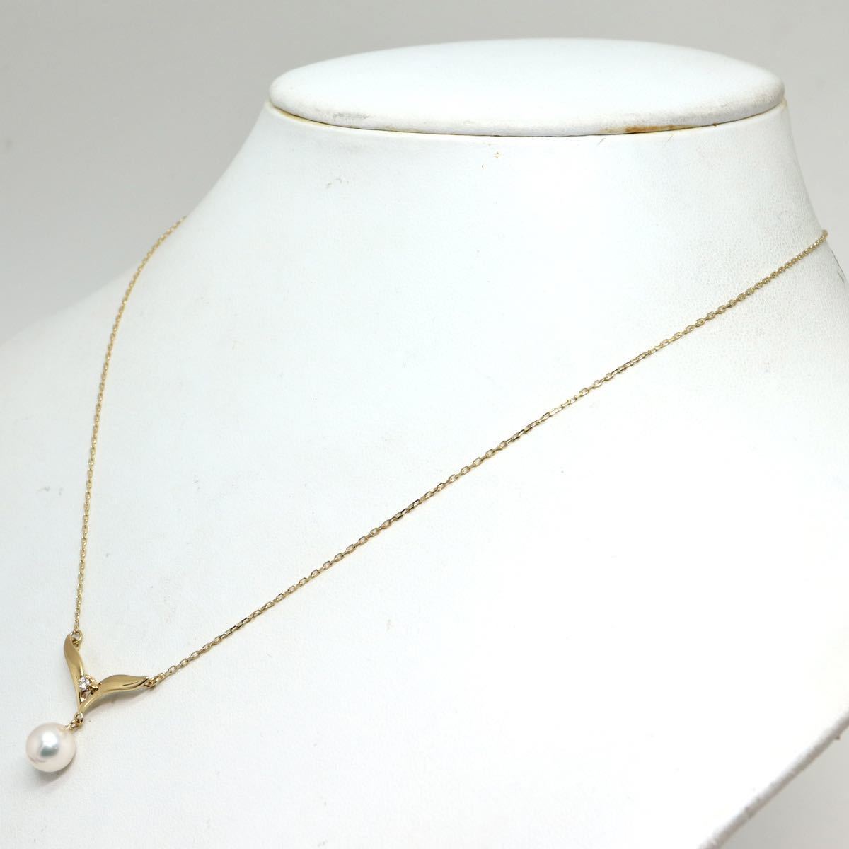 MIKIMOTO(ミキモト)《K18天然ダイヤモンド/アコヤ本真珠ネックレス》F 約2.4g 約41.5cm pearl パール diamond necklace EB0/EB0_画像5