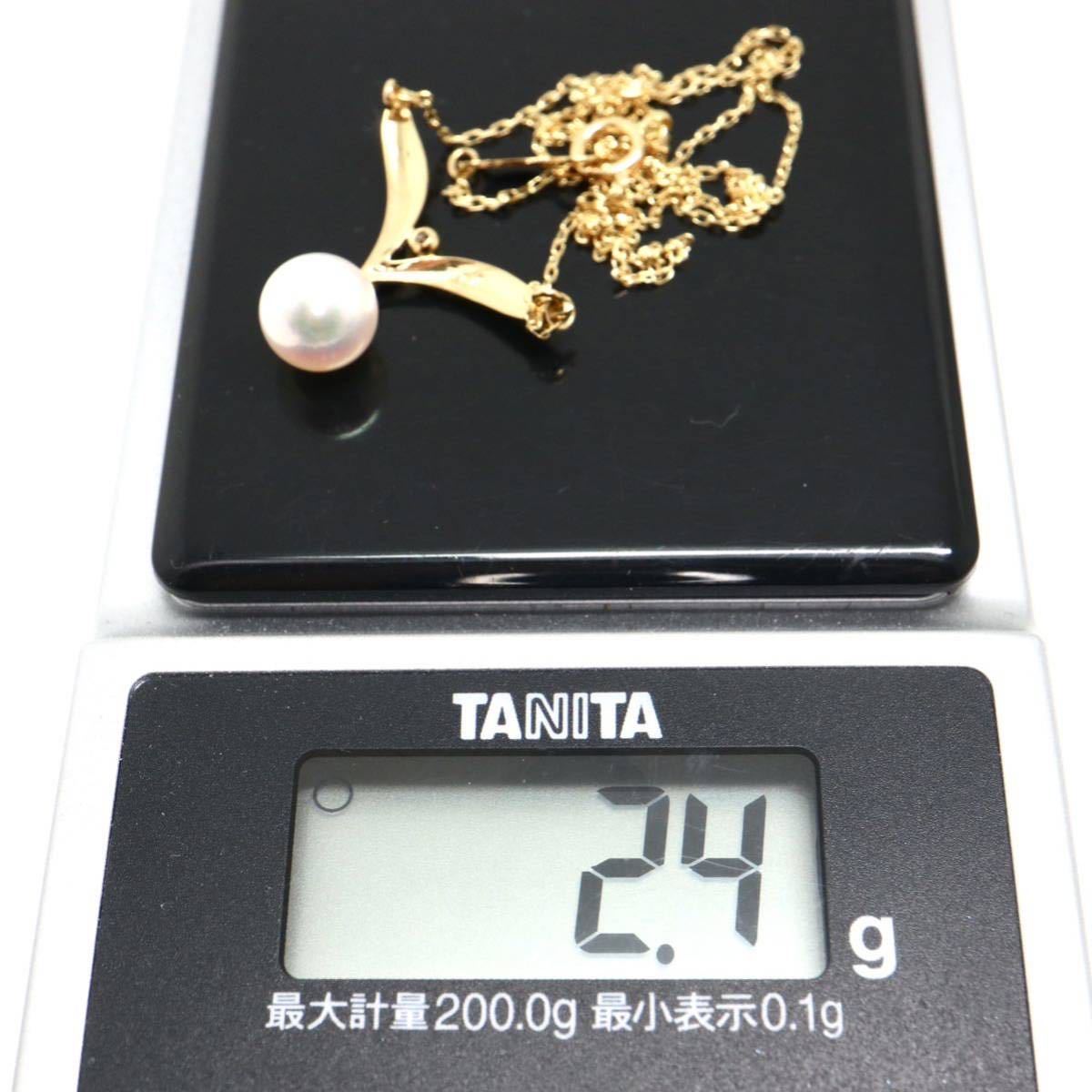 MIKIMOTO(ミキモト)《K18天然ダイヤモンド/アコヤ本真珠ネックレス》F 約2.4g 約41.5cm pearl パール diamond necklace EB0/EB0_画像10