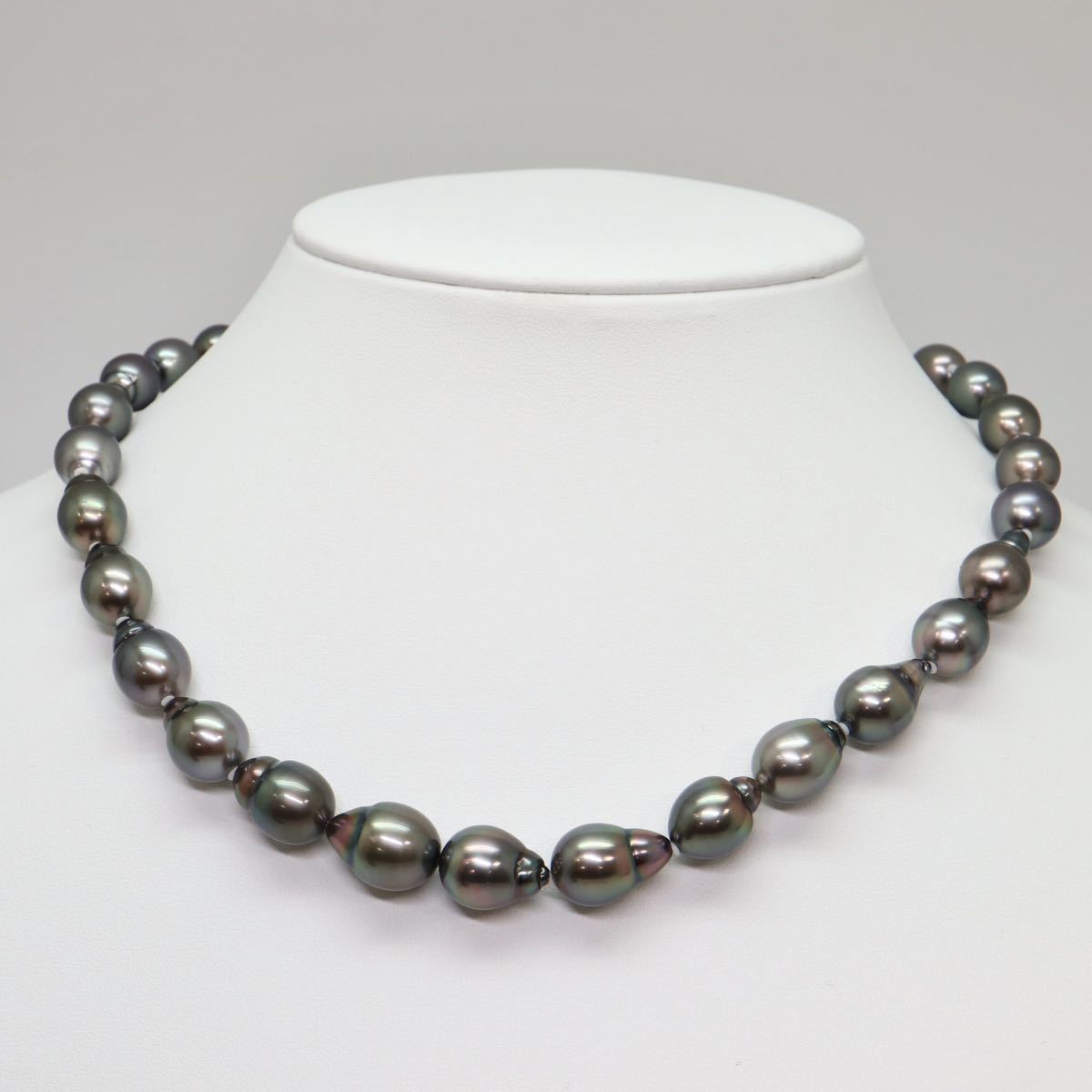 《南洋黒蝶真珠ネックレス》F 8.0-11.0mm珠 48.9g 45cm pearl necklace ジュエリー jewelry E EA0/EB0_画像2