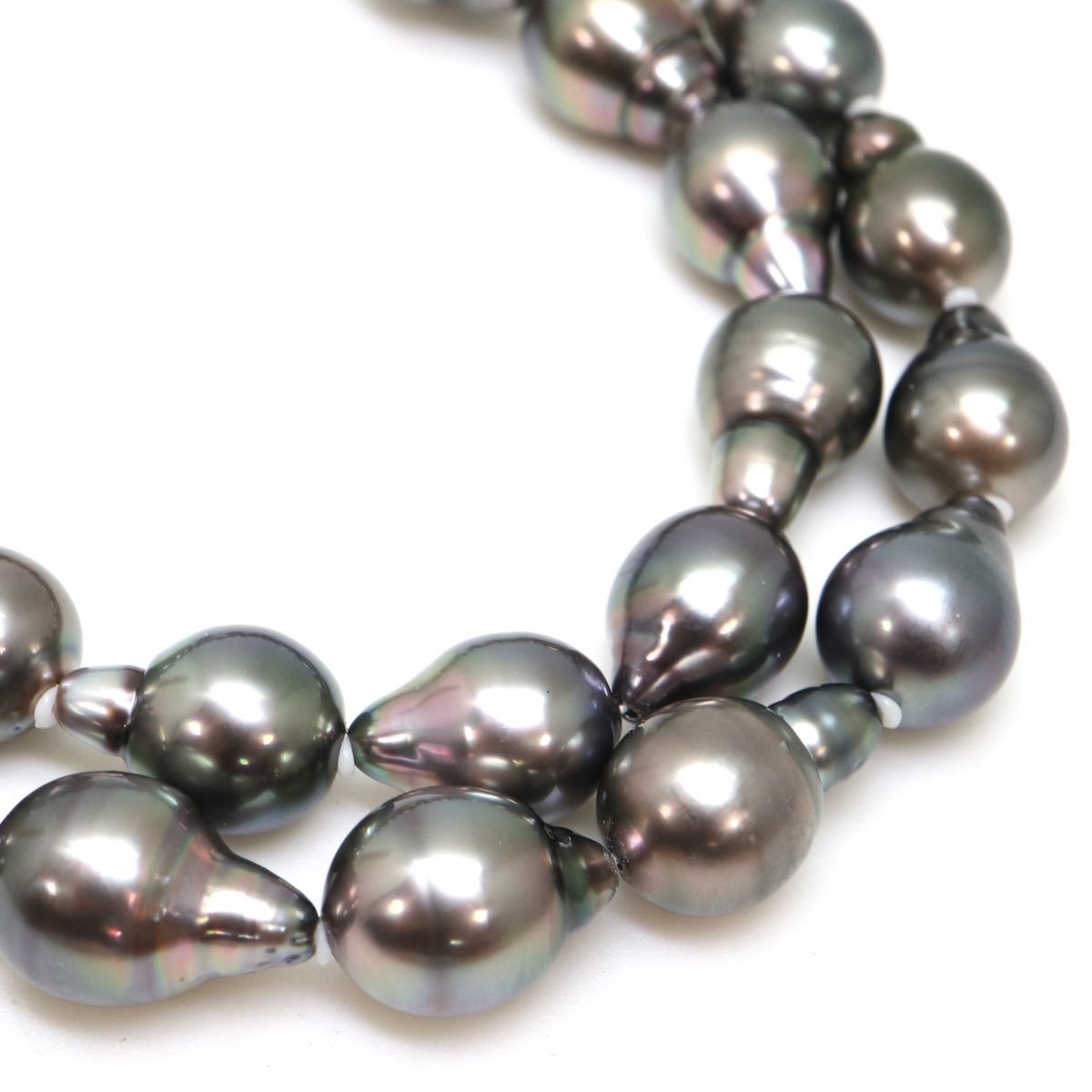 《南洋黒蝶真珠ネックレス》F 8.0-11.0mm珠 48.9g 45cm pearl necklace ジュエリー jewelry E EA0/EB0_画像4