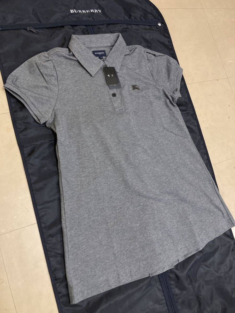 [ spring summer ]BURBERRYGOLF Burberry Golf lady's 2 polo-shirt with short sleeves short sleeves One-piece tag attaching gray 