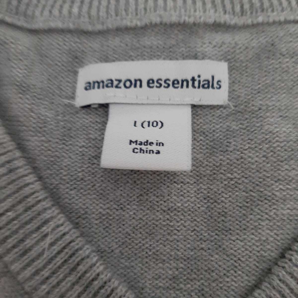 【130 140cm】新品タグ付き Amazon Essentials セーター Vネック コットン グレー スクール 長袖　女の子 男の子　送料無料　匿名配送_画像4