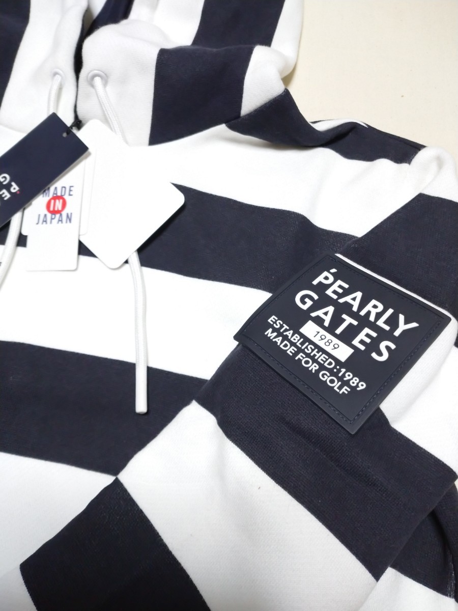 裏起毛 ボーダー パーカー フーディ 0サイズS パーリーゲイツ