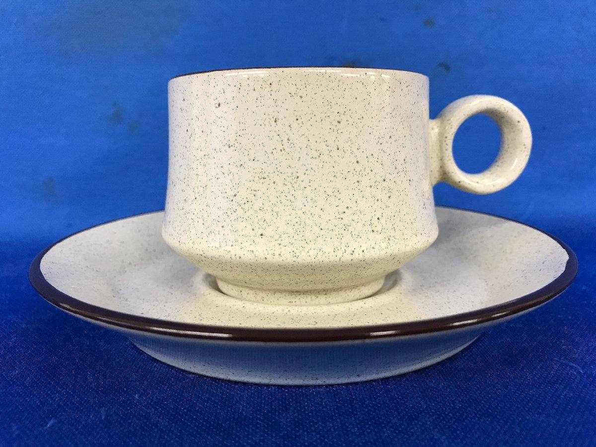 ★４２―０１９★洋食器　Noritake FOLK STONE/ノリタケ フォークストーン カップ＆ソーサー 4客 昭和レトロ ビンテージ アンティーク[80]_画像4