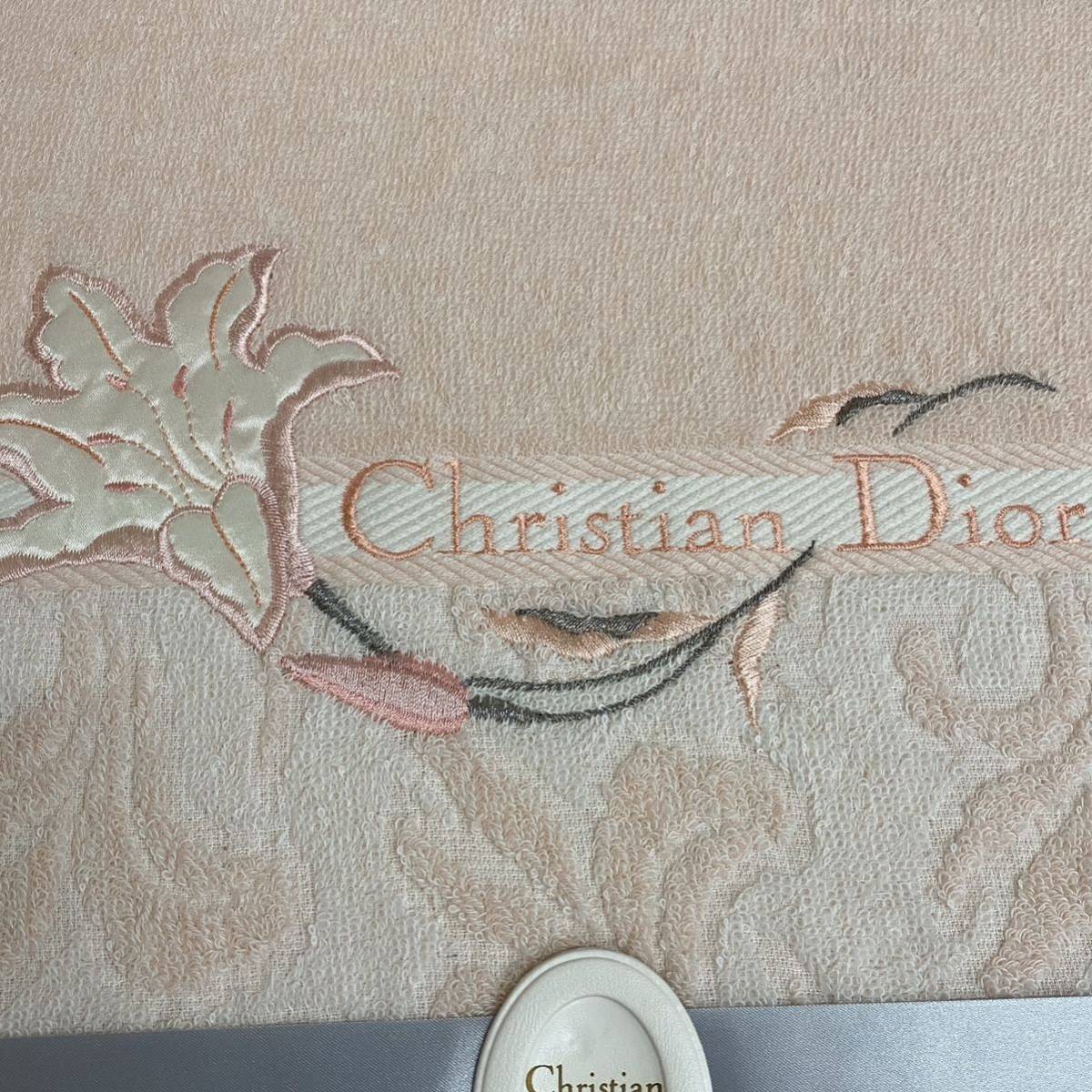 Christian Dior クリスチャンディオール タオルケット 140×190 綿100％ ピンク ユリ柄 no.134の画像4