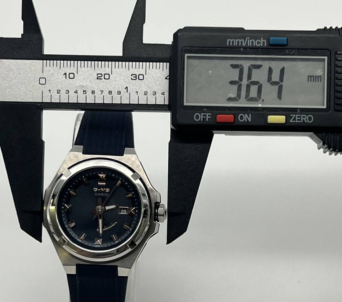 B28KG6 稼働品 CASIO カシオ Baby-G G-MS 電波ソーラー MSG-W300 ベビージー デイト 紺文字盤 レディース _画像6