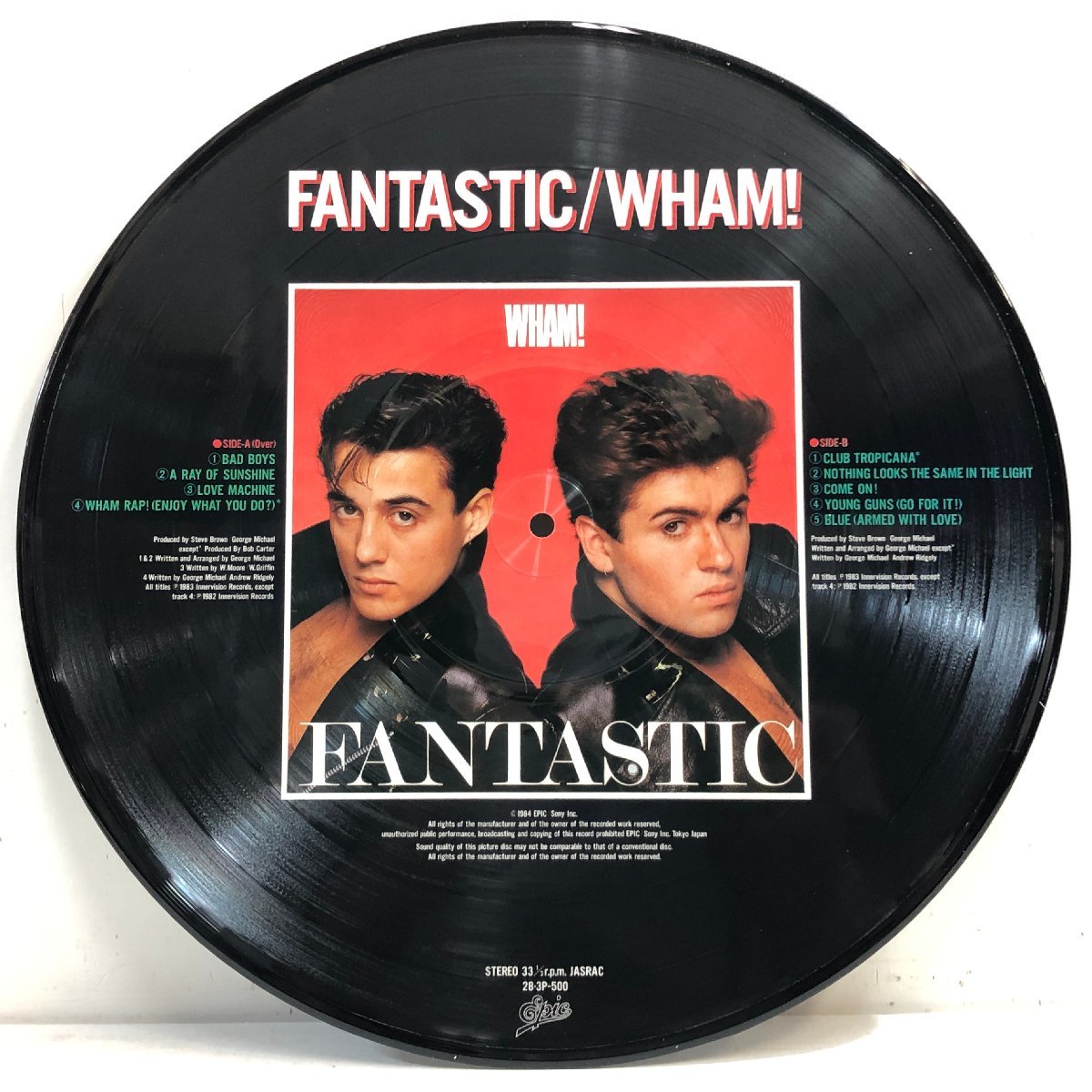 【ピクチャー盤 LP】ワム! / ファンタスティック FANTASTIC / WHAM!「クラブ・トロピカーナ」ほか 解説・歌詞・対訳付 EPIC 28.3P-500 ▲_画像3