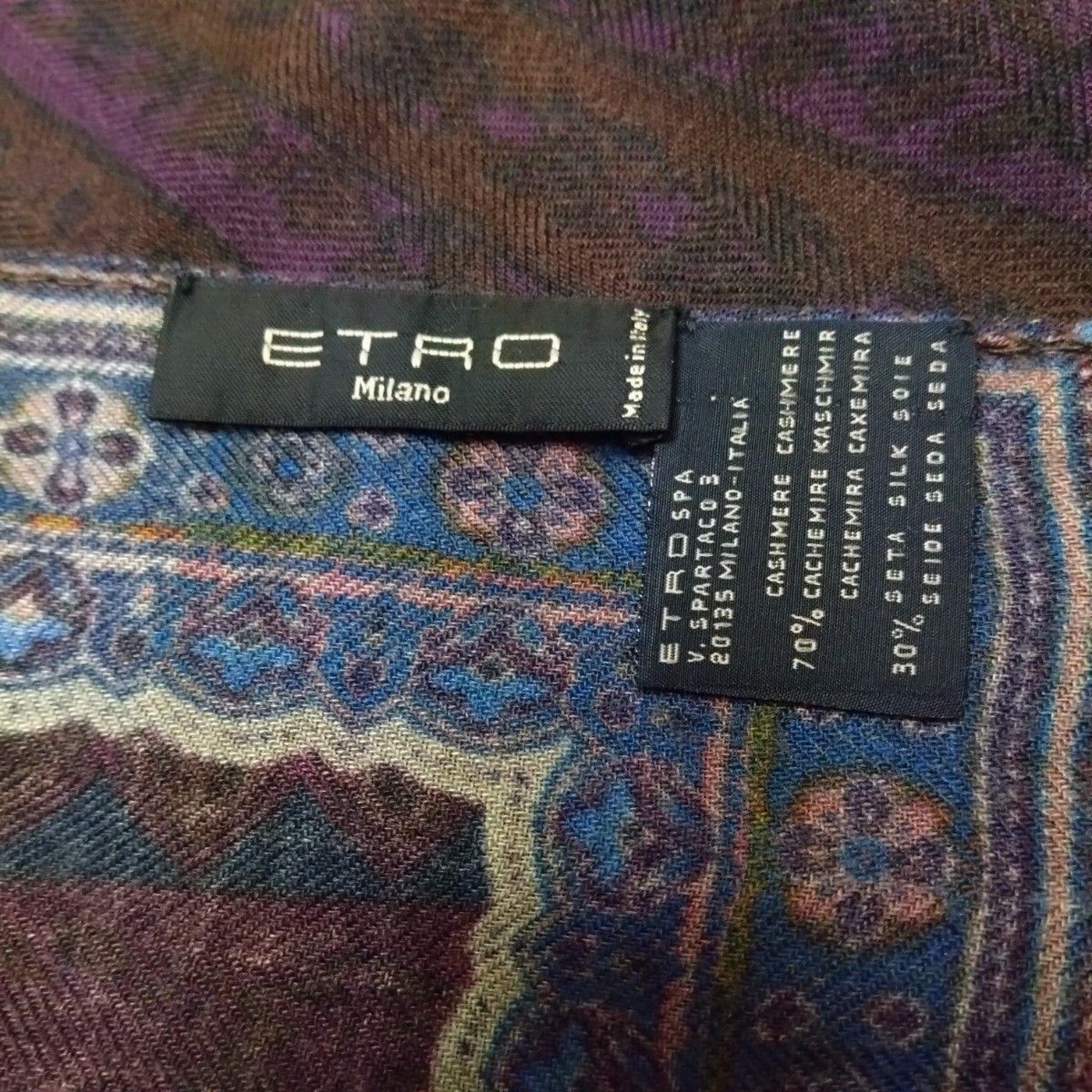 スカーフ ストール シルク　カシミヤ　ETRO イタリア製 ペイズリー