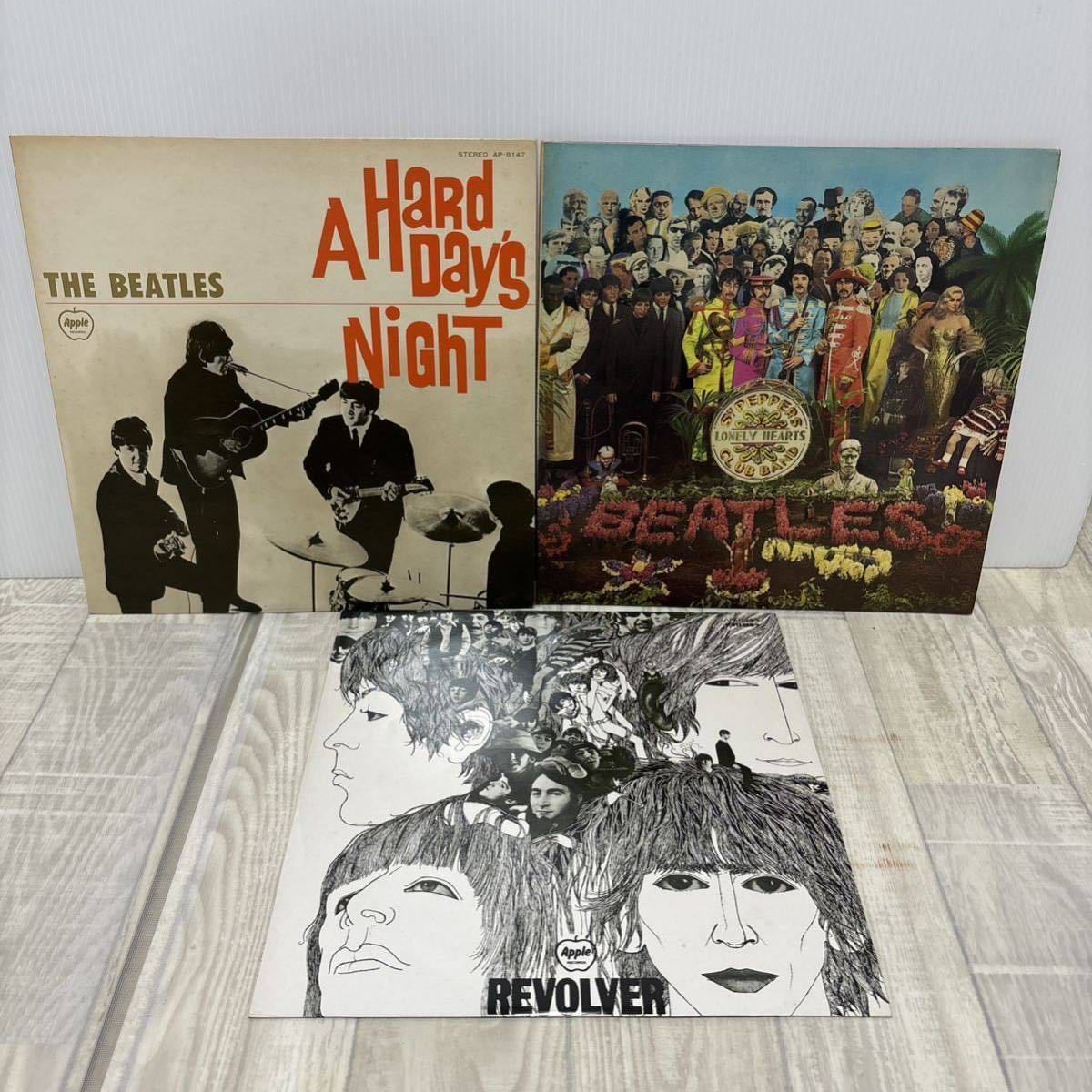 ビートルズ レコード 3枚 まとめ売り THE BEATLES REVOLVER Sgt. Pepper's Lonely A Hard Day's Night apple 黒盤 ビートルズがやって来る_画像1