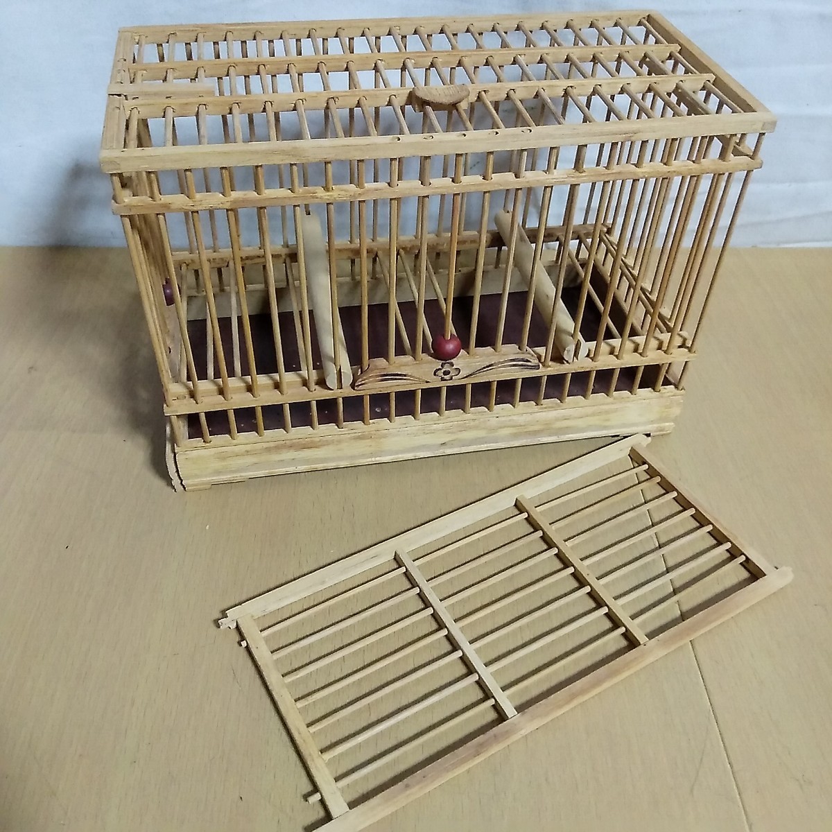 現状品／鳥かご　メジロ籠　竹籠　鳥籠　竹製　木製　_画像2