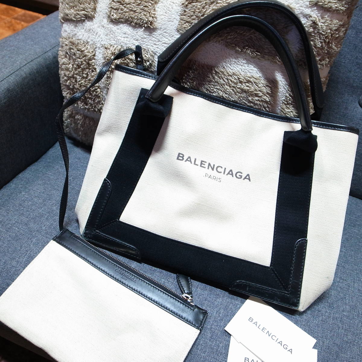  стандартный товар * Balenciaga темно-синий бегемот ska ba парусина сумка сумка кошелек мелкие вещи 