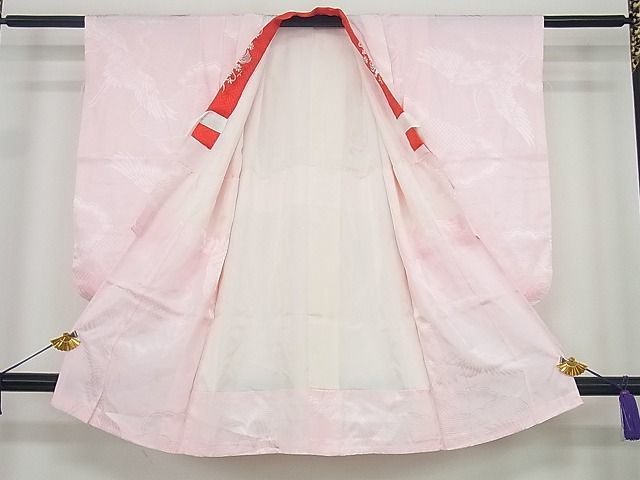 平和屋2■七五三　女の子　長襦袢　飛鶴雲地紋　半衿刺繍　洗える着物　du2411_画像2