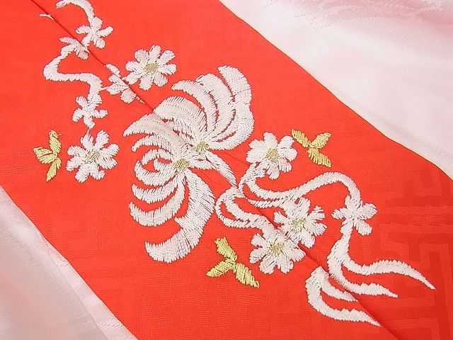 平和屋2■七五三　女の子　長襦袢　飛鶴雲地紋　半衿刺繍　洗える着物　du2411_画像6