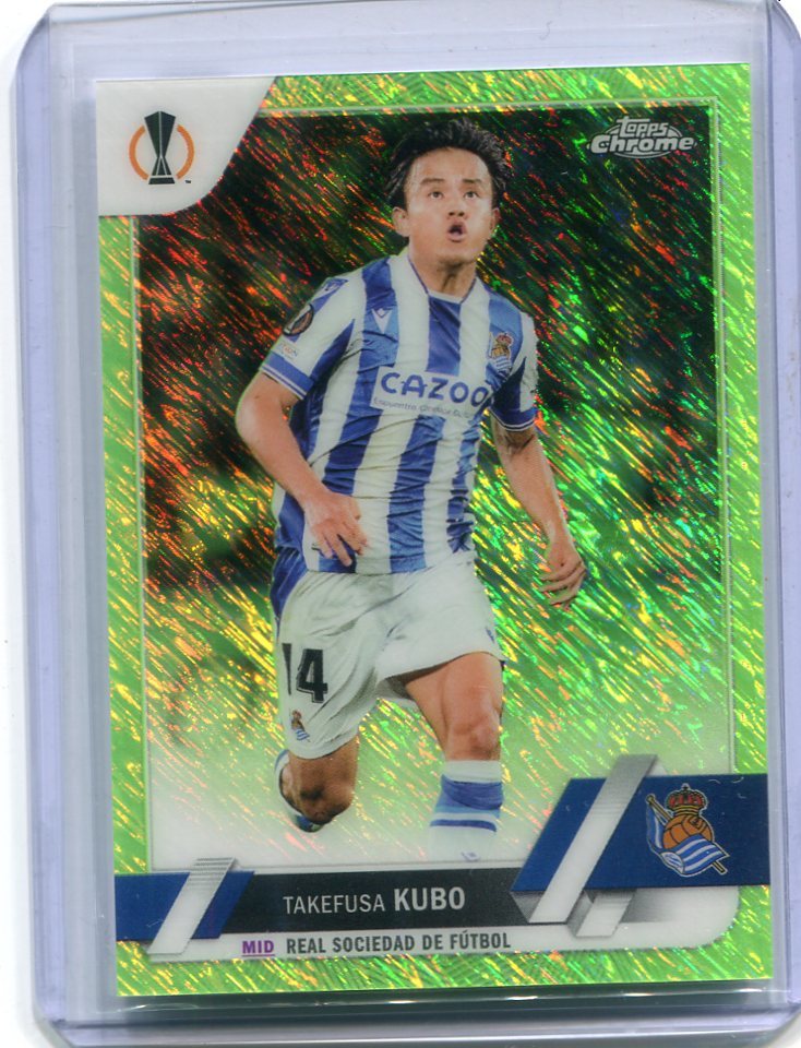 2022-23 Topps Chrome UEFA Club Competitions Neon Green Shimmer Refractor 112 Takefusa Kubo 久保建英　399枚限定_画像1