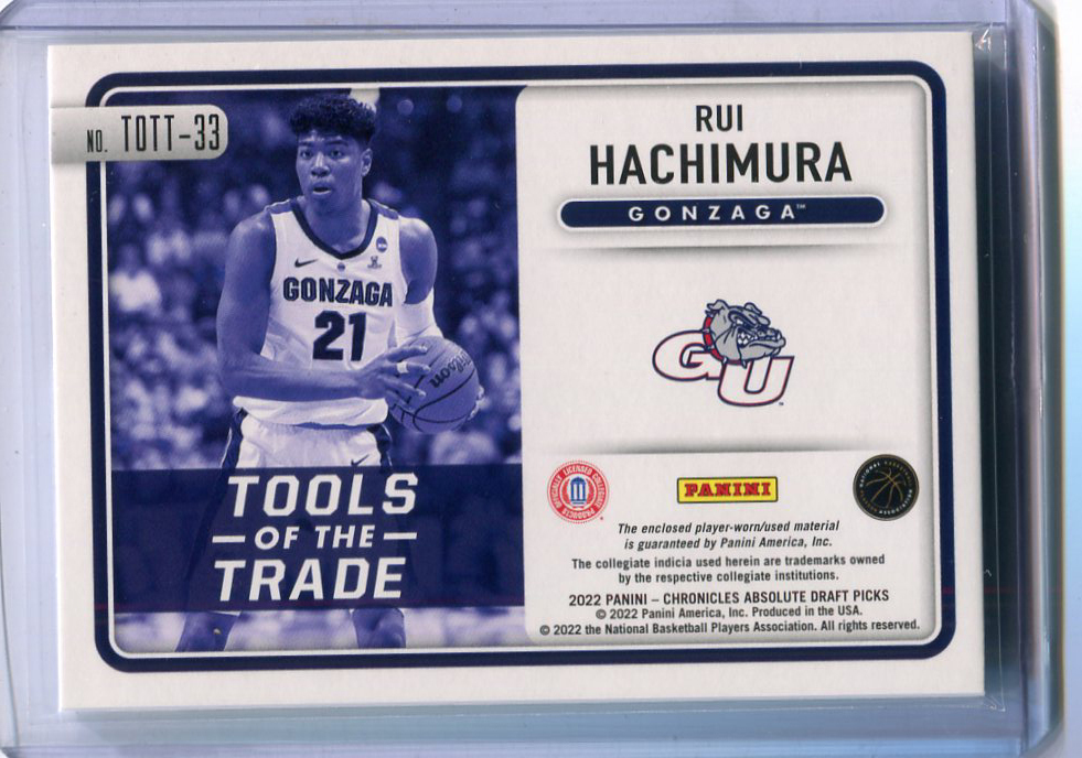 2022-23 Panini Chronicles Draft Picks Absolute Tools of the Trade TOTT-33 Jersey Rui Hachimura 八村塁 ジャージカードの画像2