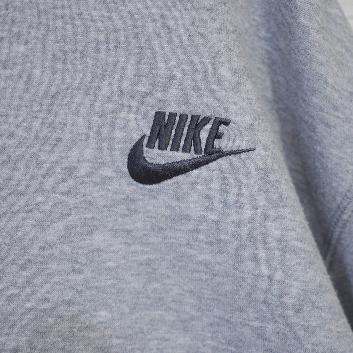 NIKE ナイキ スウッシュ刺繍ロゴ 裏起毛 プルオーバー スウェット フード パーカー フーディー L 着用感XL相当 霜降りグレー 20202333_画像8