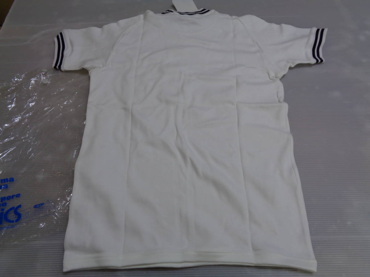 L white × dark blue U-352? jelenkje Len k Asics short sleeves T-shirt gym uniform gym uniform Showa Retro unused mold some stains!