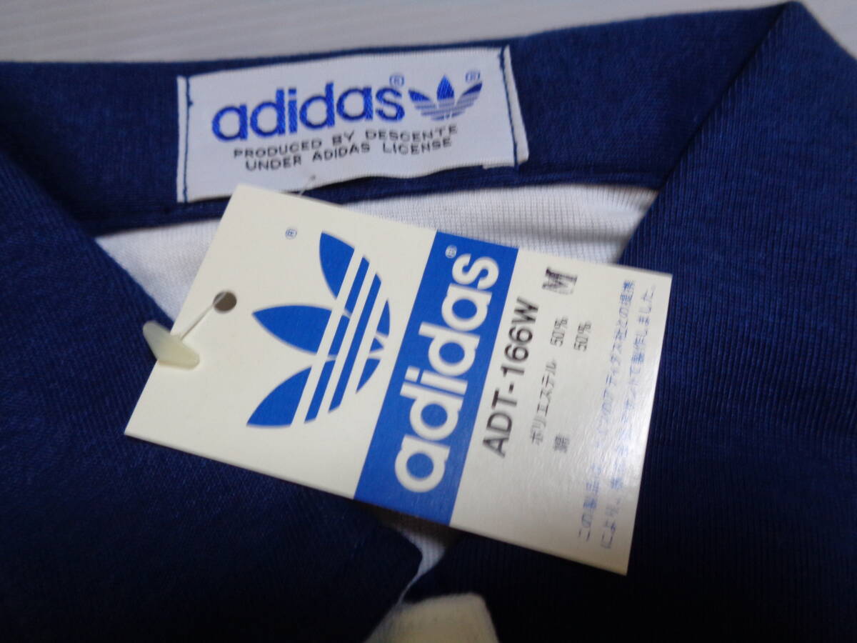 M　 白×紺　女子　ADT-166W　vintage adidas　　ビンテージ　８０ｓ　アディダス　半袖シャツ　ポロシャツ　体操服　 昭和レトロ　未使用_画像2