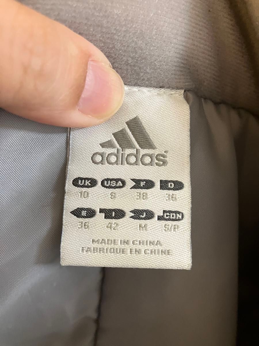 【訳あり格安】未使用品　アディダス　ロングコート　グレー　フード取外し可 ベンチコート adidas