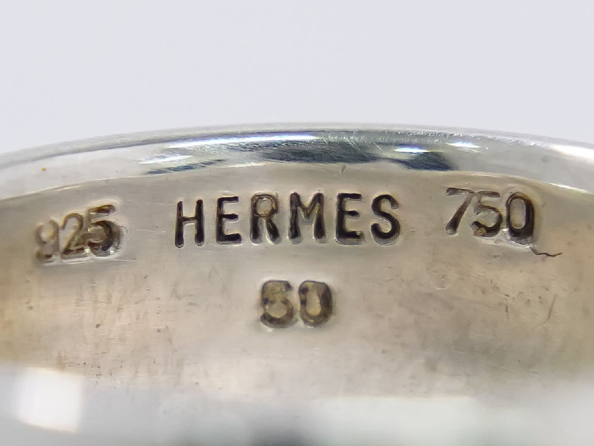  подлинный товар Hermes HERMES H Logo 750 YG 925 комбинированный кольцо кольцо 50 9 номер желтое золото серебряный 