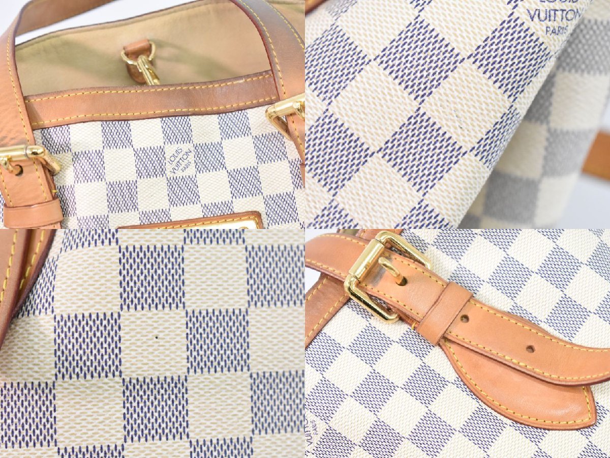 本物 ルイヴィトン LOUIS VUITTON LV ハムステッド MM ダミエ アズール トートバッグ ハンドバッグ ホワイト N51206_画像4